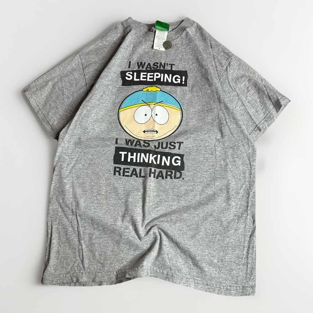 Vintage Y2K South Park Cartman Shirt Mens Medium Gray Comedy Central Sleeping